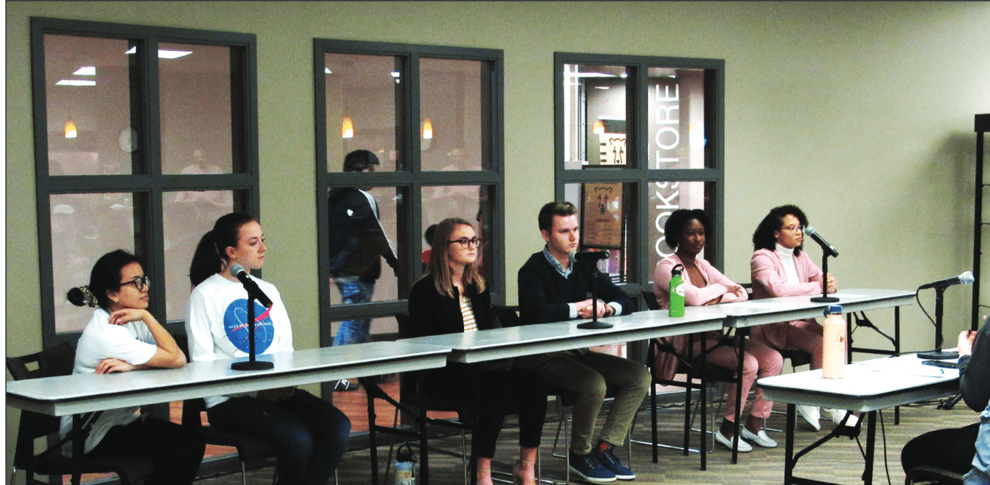 The SGA candidates debated on Monday night in the Student Life lounge. (Jack Lusk|The Scribe)