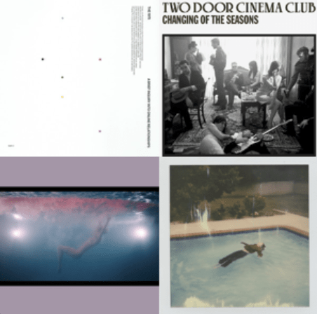 A collage of images of people swimming in a pool Description automatically generated